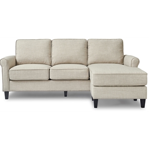 Pemberly Row Contemporary Roll Arm Sectional Light Gray Finish