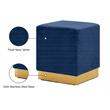 Pemberly Row Contemporary Velvet Ottoman / Stool in Navy Finish