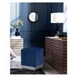 Pemberly Row Contemporary Velvet Ottoman / Stool in Navy Finish