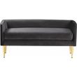 Pemberly Row Contemporary Grey Velvet Bench with Gold Metal Legs