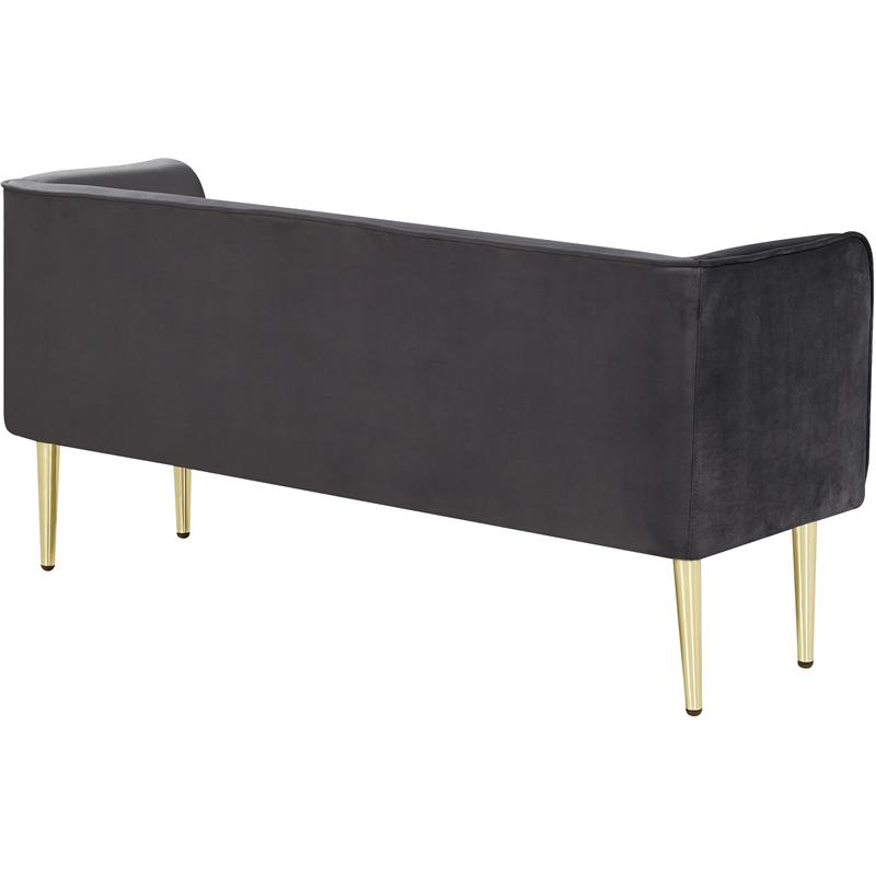 Pemberly Row Contemporary Grey Velvet Bench with Gold Metal Legs