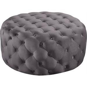Pemberly Row Modern Button Tufted Gray Velvet Ottoman and Bench