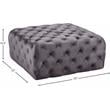 Pemberly Row Modern Button Tufted Gray Velvet Ottoman and Bench