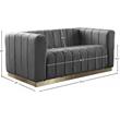 Pemberly Row Contemporary Gray Velvet Loveseat with Sturdy Stainless Steel Base