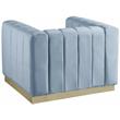 Pemberly Row Contemporary Upholstered Sky Blue Finish Velvet Chair