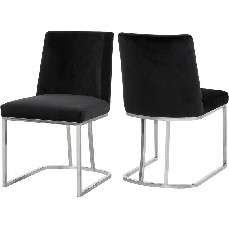 Pemberly Row Contemporary Black Velvet Dining Chair (Set of 2)