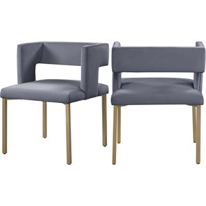 Pemberly Row Contemporary Gray Velvet Dining Chair (Set of 2)
