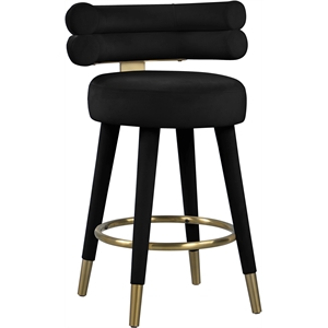 Pemberly Row Contemporary Black Velvet Counter Stool (Set of 2)