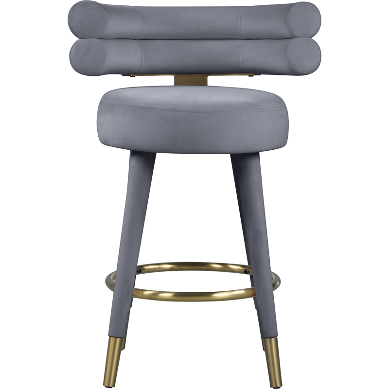 Pemberly Row Contemporary Gray Velvet Counter Stool (Set of 2)