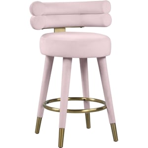 Pemberly Row Contemporary Pink Velvet Counter Stool (Set of 2)