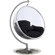 Pemberly Row Fabric Acrylic Swing Bubble Accent Chair in Black