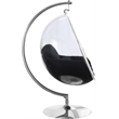 Pemberly Row Fabric Acrylic Swing Bubble Accent Chair in Black