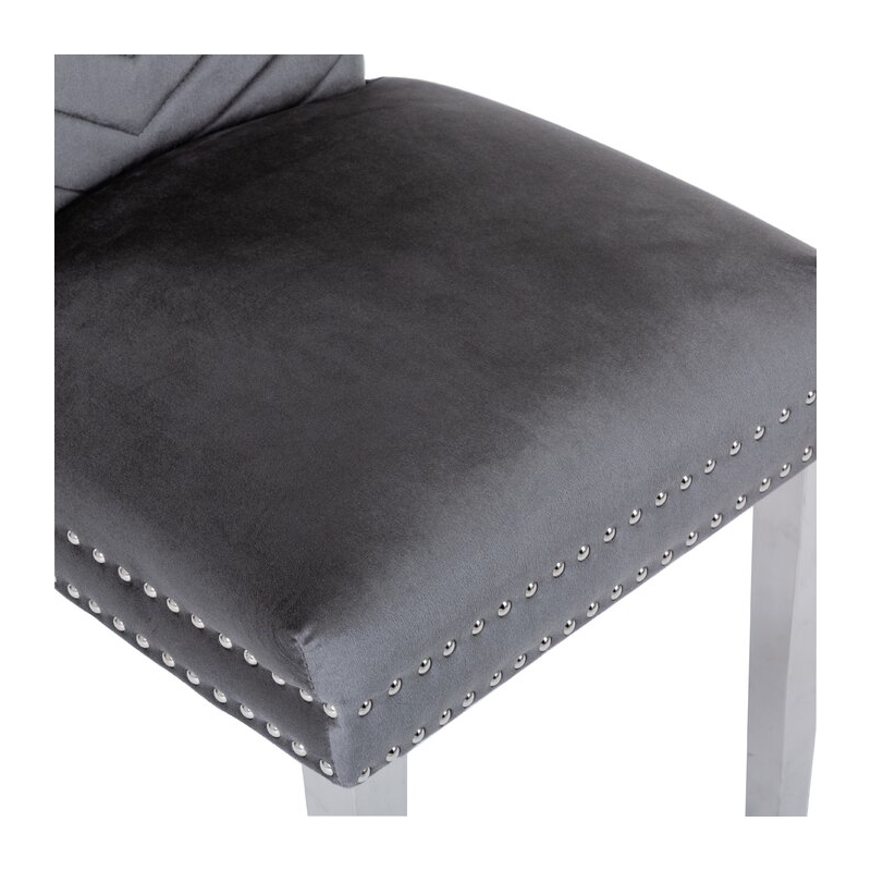 Pemberly Row 2Pc Stainless Steel Legs Chair Finish with Velvet Fabric in Gray