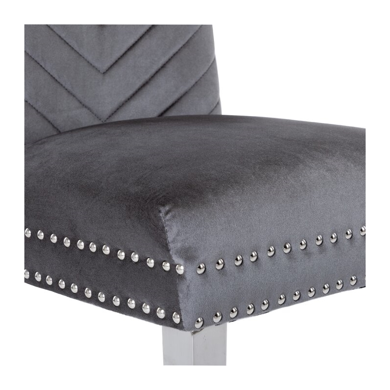 Pemberly Row 2Pc Stainless Steel Legs Chair Finish with Velvet Fabric in Gray