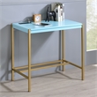 Pemberly Row Modern Wood Writing Desk with USB Port in Aruba Blue