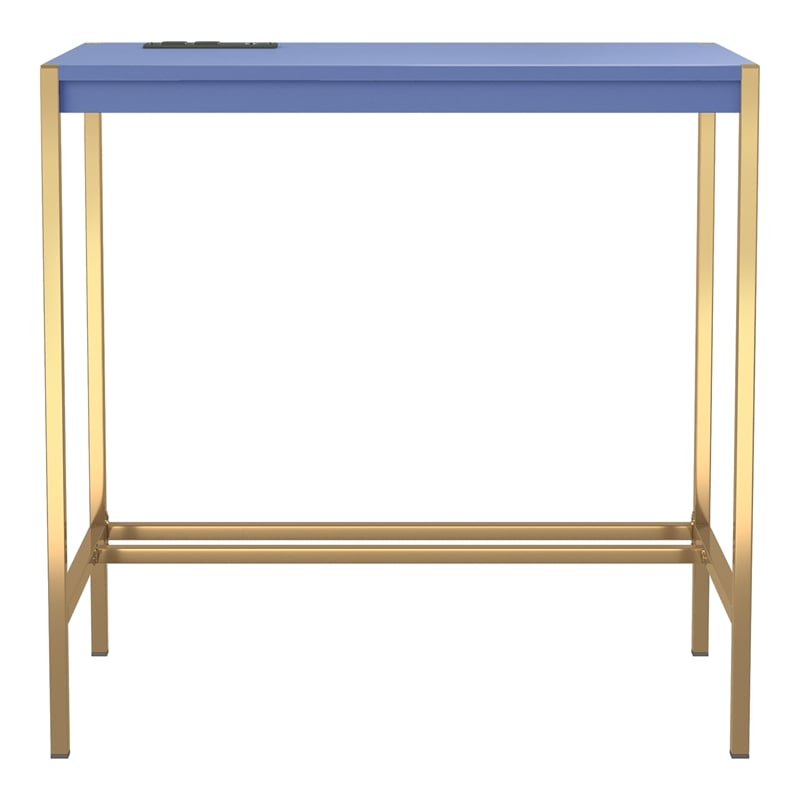 Pemberly Row Contemporary Wood Writing Desk with USB Port in Blue