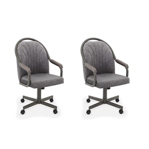 Pemberly Row Modern Swivel Dining Arm Chair in Sea Gray (Set of 2)