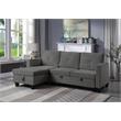 Pemberly Row Velvet Reversible Sleeper Sectional with Storage in Dark Gray