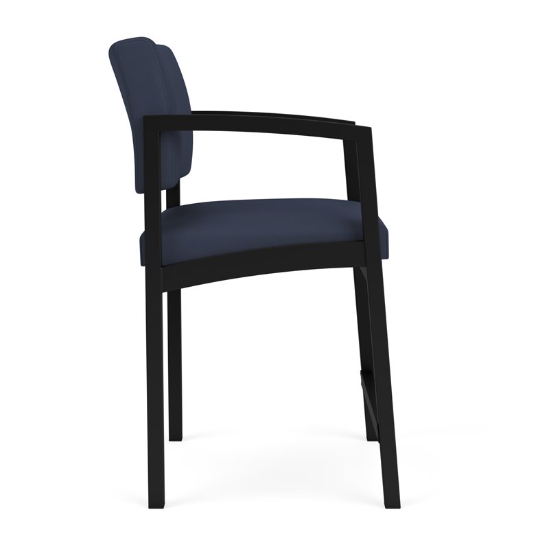 Pemberly Row Reception Waiting Room Healthcare Hip Chair - Black Steel / Blue