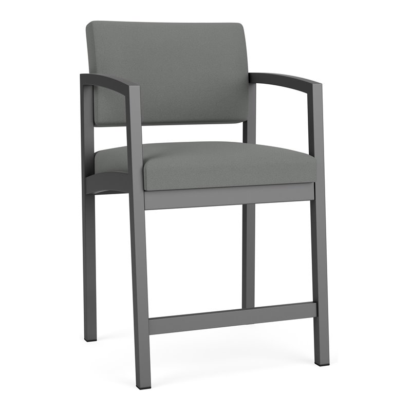 Pemberly Row Reception Waiting Room Hip Chair - Charcoal Steel / Light Gray