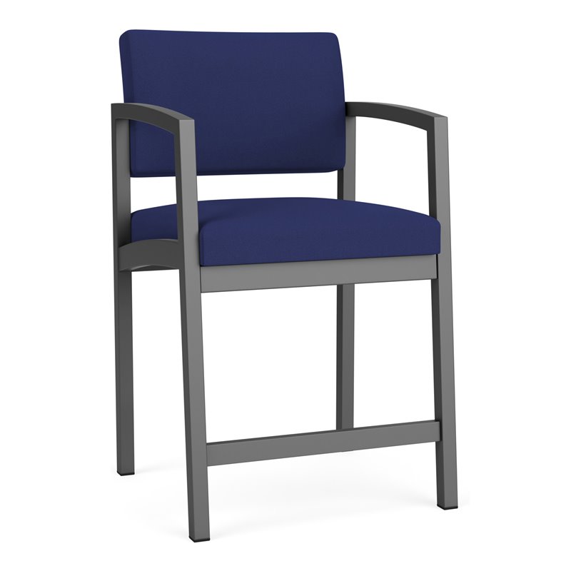 Pemberly Row Reception Waiting Room Healthcare Hip Chair - Charcoal Steel / Blue