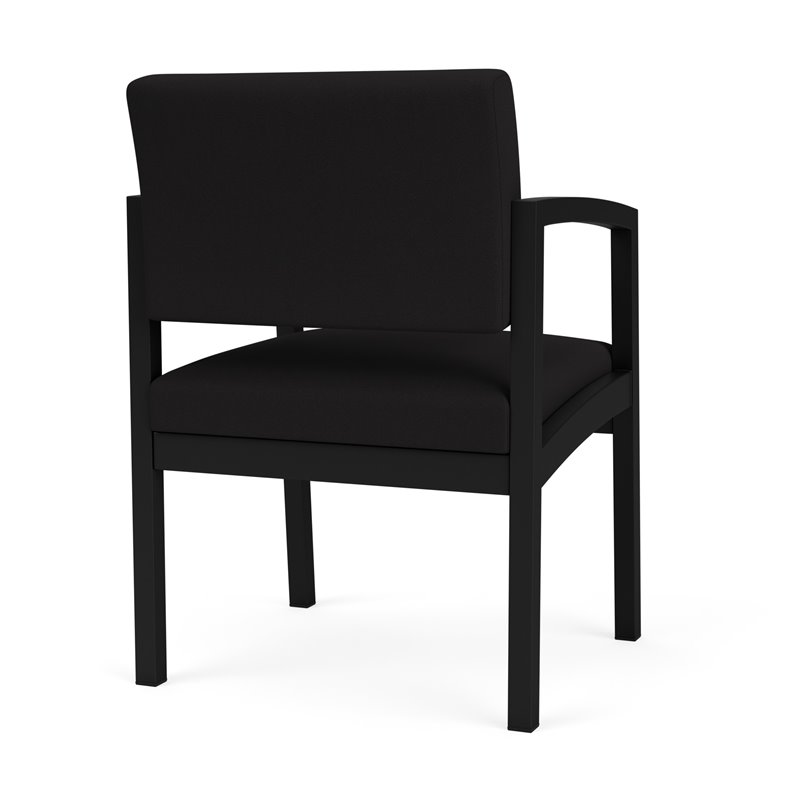 Pemberly Row Reception Waiting Room Healthcare Guest Chair - Black Steel / Black
