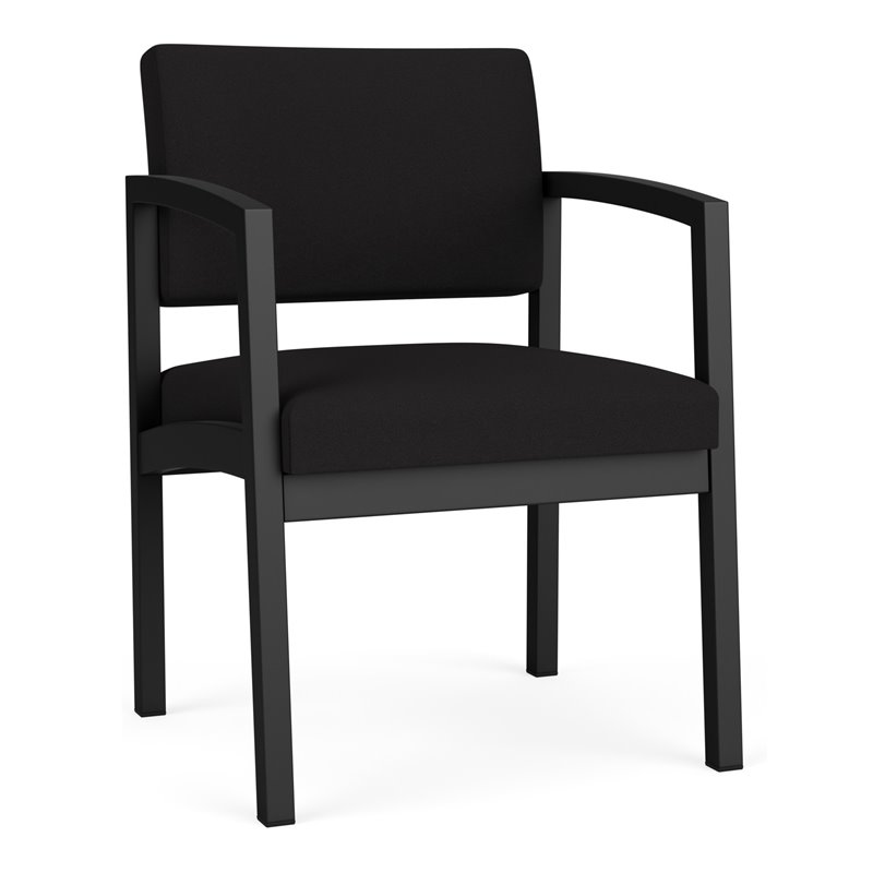 Pemberly Row Reception Waiting Room Healthcare Guest Chair - Black Steel / Black
