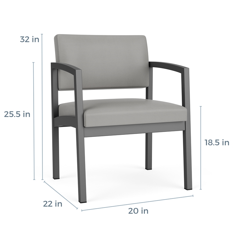 Pemberly Row Reception Waiting Oversize Guest Chair in Charcoal / Light Gray