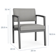 Pemberly Row Reception Waiting Oversize Guest Chair in Charcoal / Light Gray