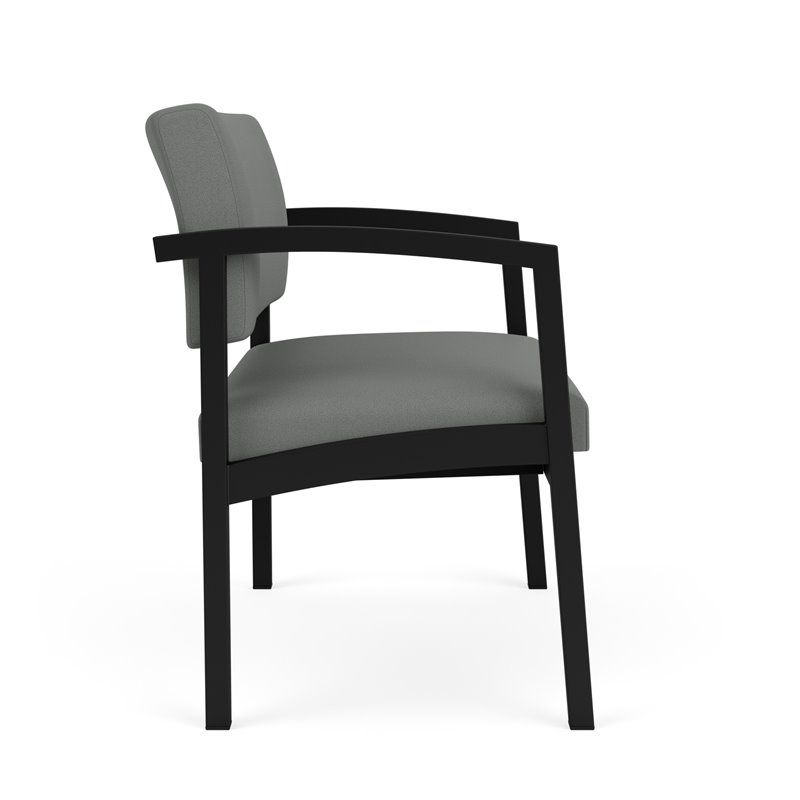 Pemberly Row Reception Waiting Bariatric Chair - Black Steel / Light Gray