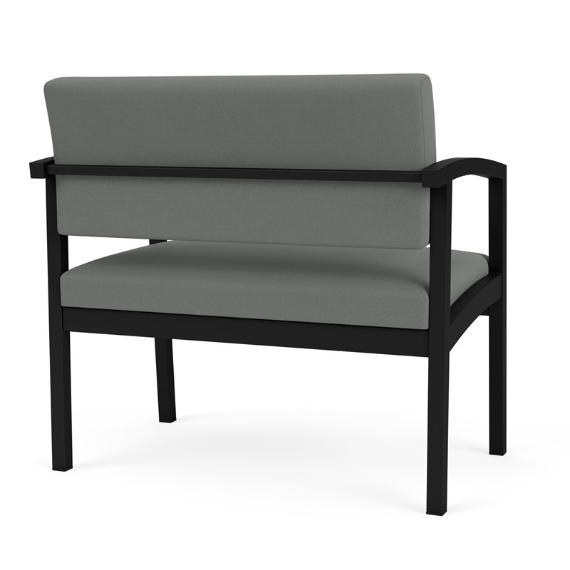 Pemberly Row Reception Waiting Bariatric Chair - Black Steel / Light Gray