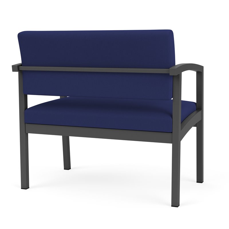 Pemberly Row Reception Waiting Room Bariatric Chair - Charcoal Steel / Blue