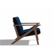 Pemberly Row Solid Wood and Velvet Upholstered Accent Armchair in Blue