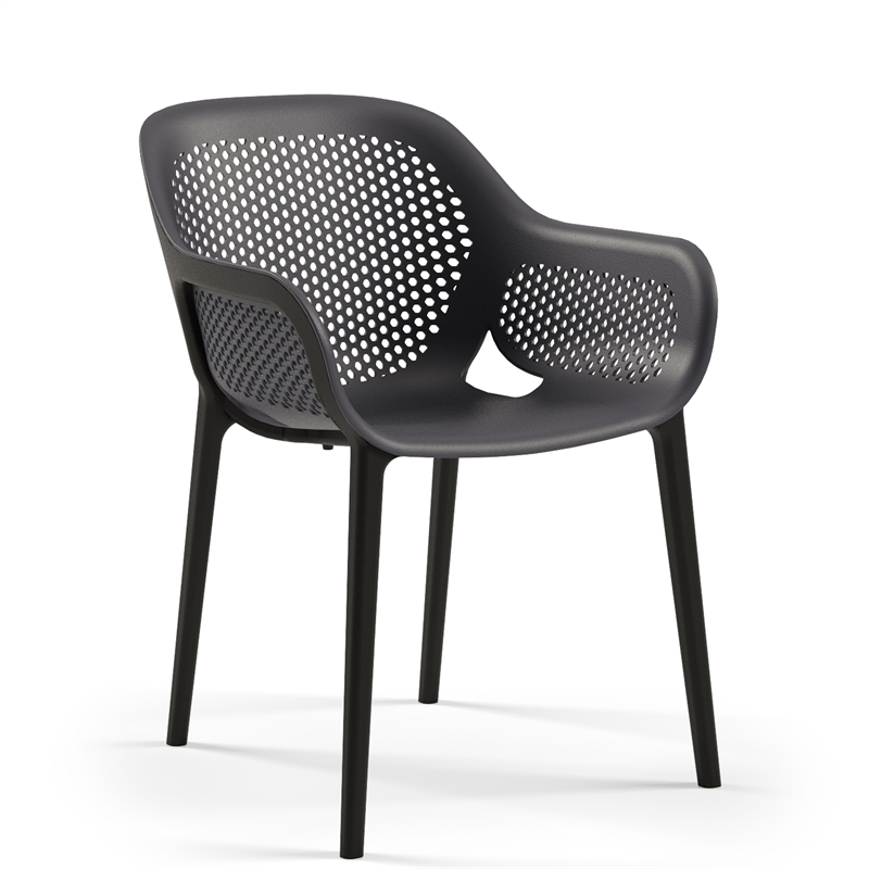 Pemberly Row Resin Patio Dining Chair in Anthracite Black - (Set of 2)