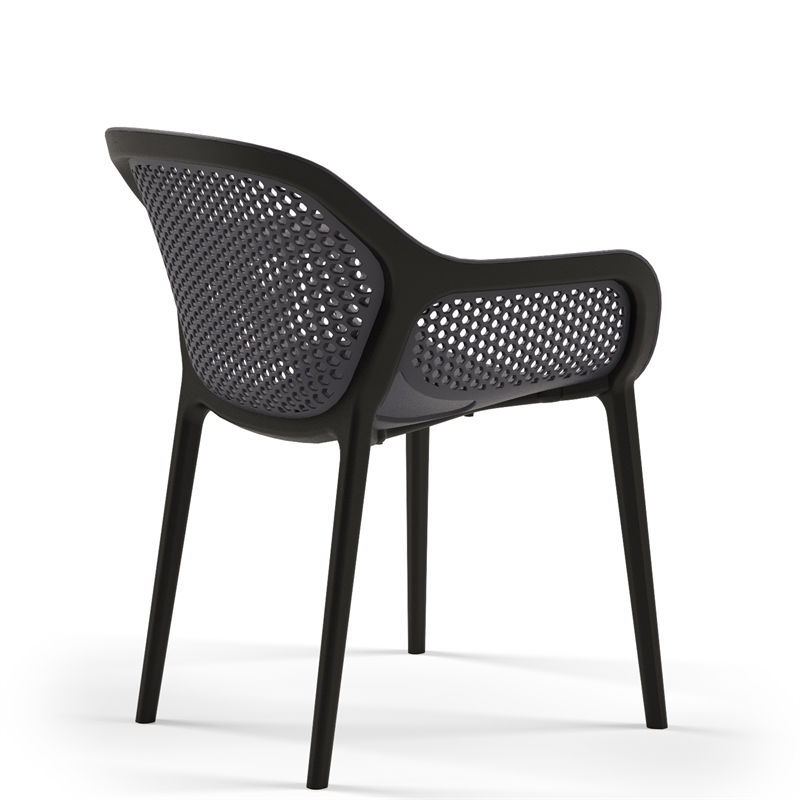 Pemberly Row Resin Patio Dining Chair in Anthracite Black - (Set of 2)