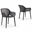 Pemberly Row Resin Patio Dining Chair in Anthracite Black - (Set of 2)