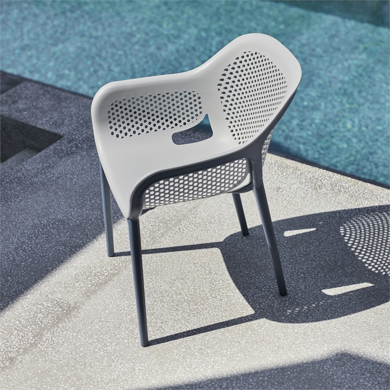 Pemberly Row Resin Patio Dining Chair in Blue and Cool Gray - (Set of 2)