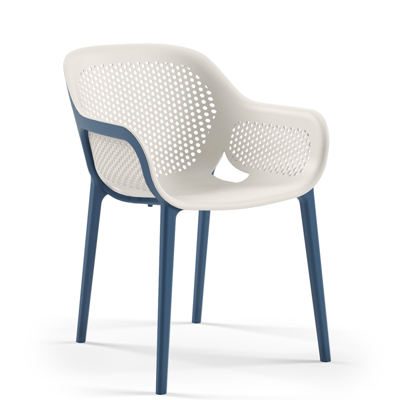 Pemberly Row Resin Patio Dining Chair in Blue and Cool Gray - (Set of 2)
