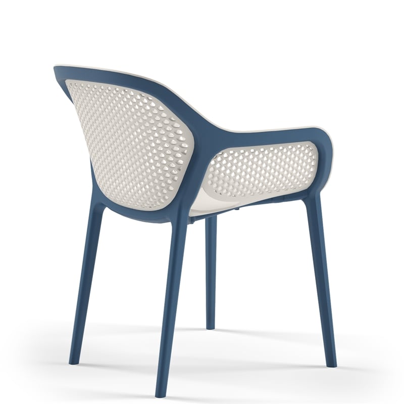 Pemberly Row Resin Patio Dining Chair in Blue and Cool Gray - (Set of 2)