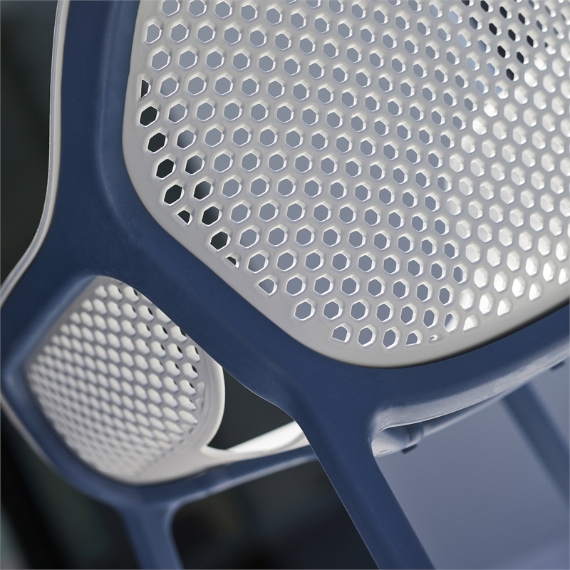 Pemberly Row Resin Patio Dining Chair in Blue and Cool Gray - (Set of 2)