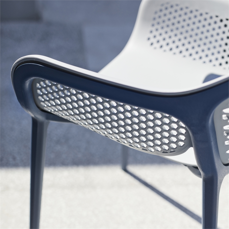 Pemberly Row Resin Patio Dining Chair in Blue and Cool Gray - (Set of 2)