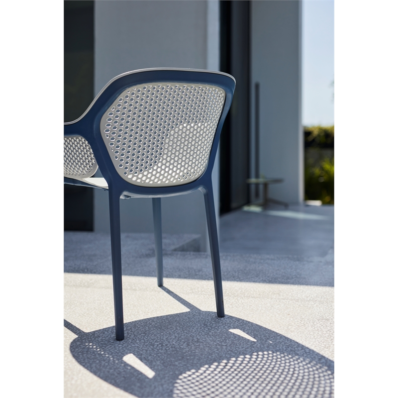 Pemberly Row Resin Patio Dining Chair in Blue and Cool Gray - (Set of 2)