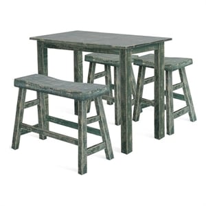 Pemberly Row Contemporary Sea Grass Finish Counter Wood Table