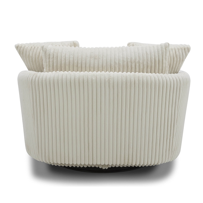 Pemberly Row Fabric Upholstered Swivel Chair with 2 Toss Pillows - Ivory