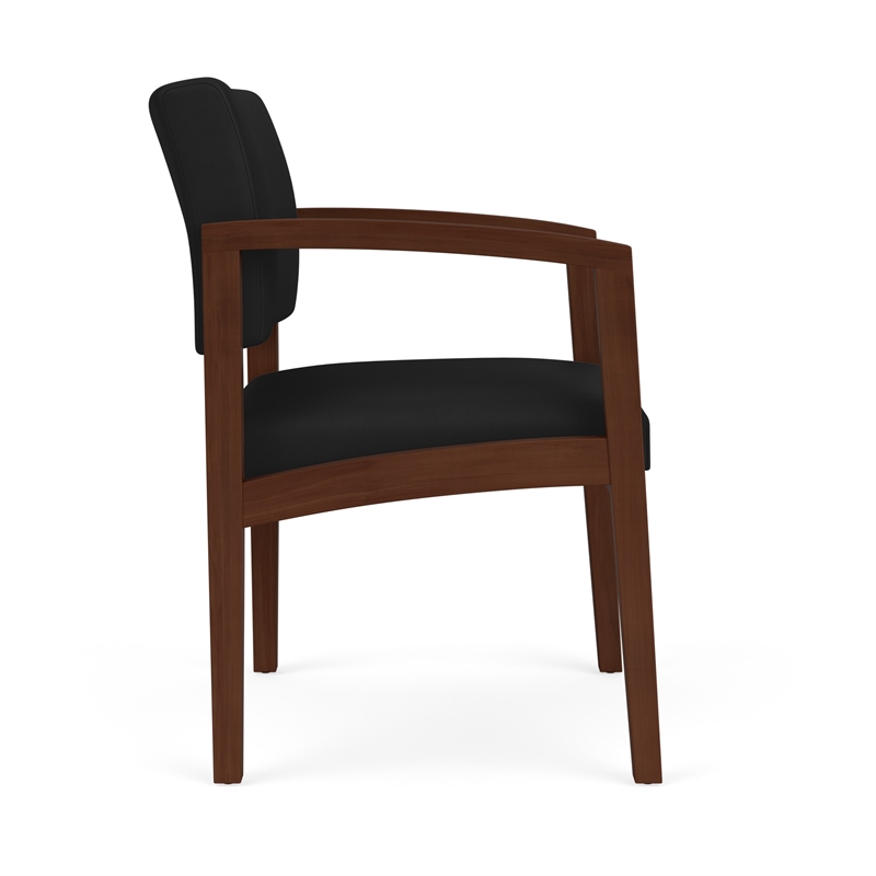 Pemberly Row Reception Waiting Room Healthcare Guest Chair / Walnut Wood / Black