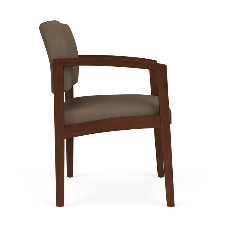 Pemberly Row Reception Waiting Room Healthcare Guest Chair / Walnut Wood / Brown