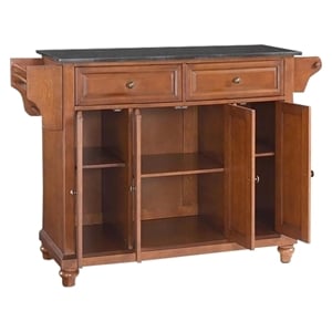 Pemberly Row Contemporary Wood Kitchen Island in Cherry / Black