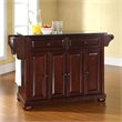 Pemberly Row Contemporary Wood Kitchen Island in Mahogany / Gray