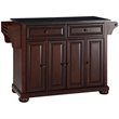 Pemberly Row Contemporary Wood Kitchen Island in Mahogany / Gray