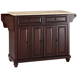 Pemberly Row Modern Natural Wood Top Kitchen Island in Mahogany